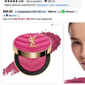 Yves Saint Laurent Make Me Blush 24H Buildable Powder Blush 66 fuchsia fizz NWT